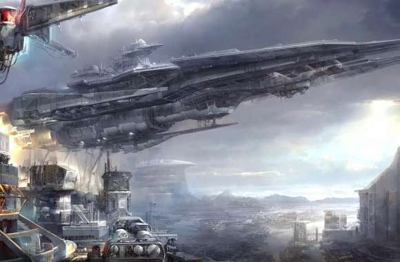 Futuristic Spaceport Cityscape -