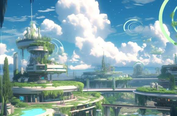 Futuristic Utopia City Landscape Wallpaper wallpapers hd quality