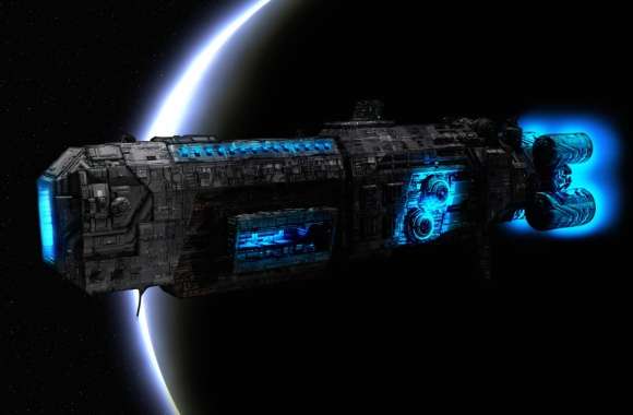 Galactic Battleship HD Sci-Fi Wallpaper