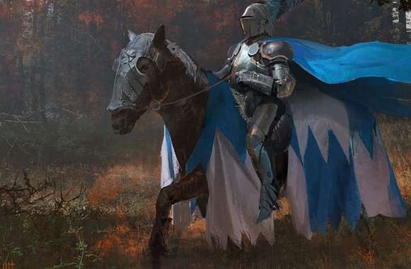 Gallant Knight on Horseback - Fantasy Warrior