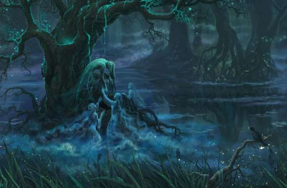 Ghost Swamp Tree Evil Forest Fantasy Dark Wallpaper