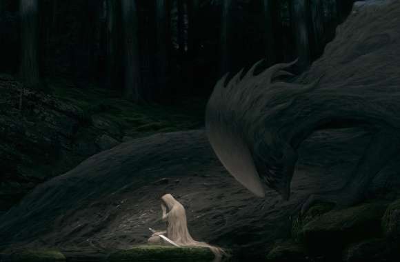 Giant Sword Forest Dark Fantasy Creature wallpapers hd quality