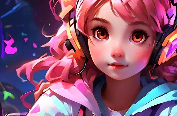 girl with headset 2 wallpapers hd quality