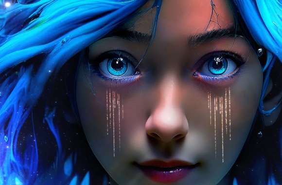 Girl Woman Blue Digital Fantasy Artistic