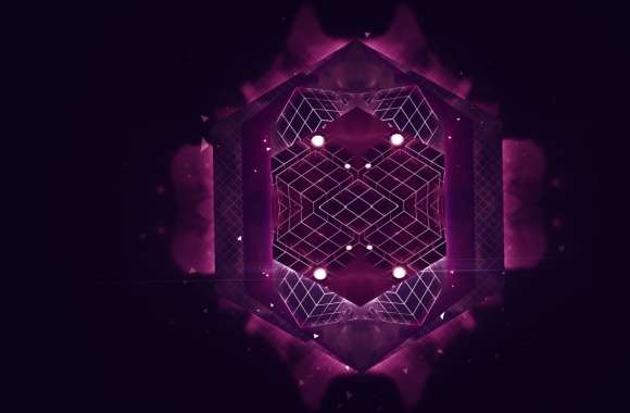 Glitch Art Shapes Geometry Cube Dark Purple Abstract 3D wallpapers hd quality