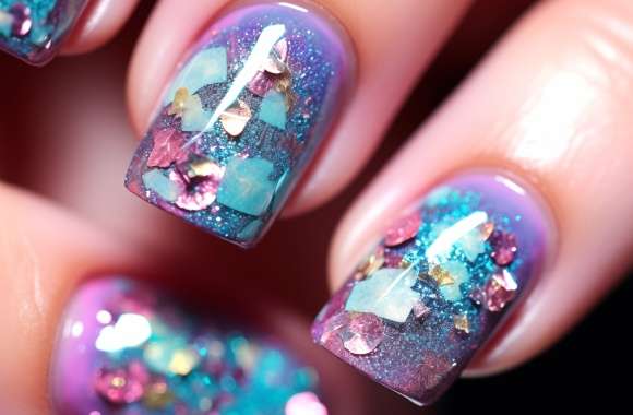 Glittery Nail Art - Sparkling Manicure Background