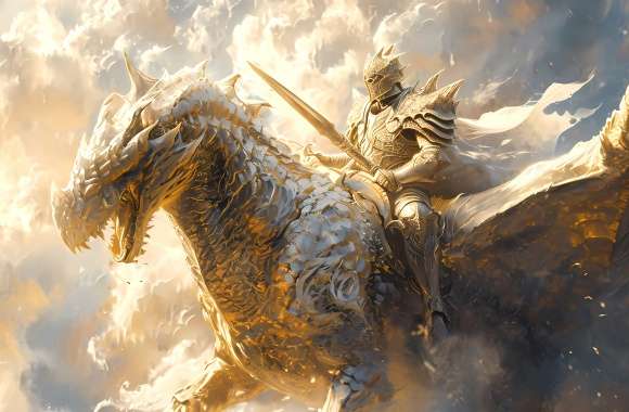 golden white dragon rider