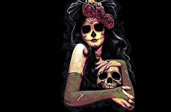 Gothic Rose of Day of the Dead Sugar Skull Art