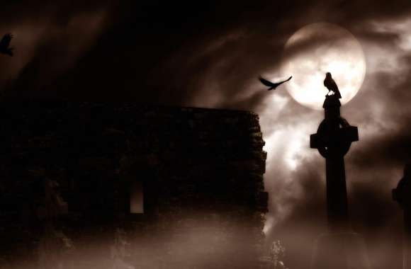 Gothic Shadows of a Dark Cemetery wallpapers hd quality
