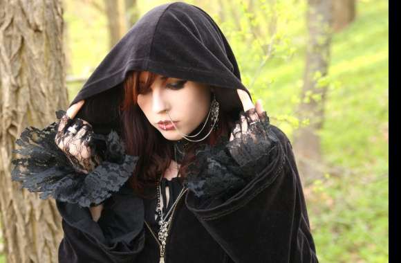 Gothic Woman in Woods