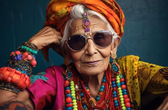 Grandmother in Colorful Attire - AI Art wallpapers hd quality