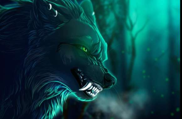 Green-Eyed Fantasy Wolf