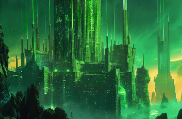 Green Futuristic Cityscape