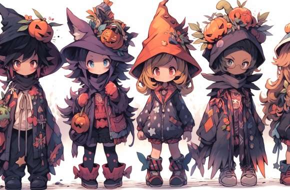 Halloween Anime Witches - HD Desktop Wallpaper wallpapers hd quality