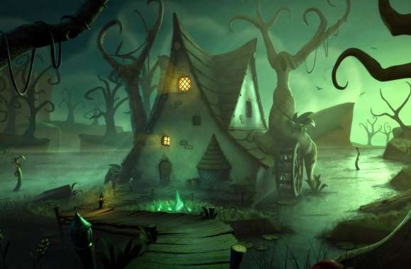 Halloween Swamp Fantasy House - wallpapers hd quality