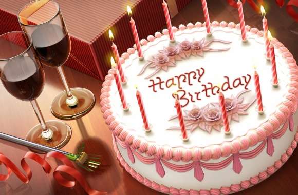 Happy Birthday Celebration with Cake and Wine wallpapers hd quality