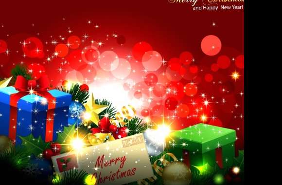 Happy New Year Merry Christmas Sparkles Gift Holiday Christmas