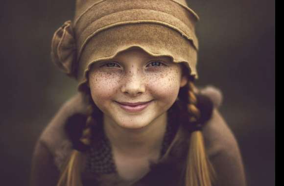 Hat Braid Twintails Little Girl Freckles Smile Photography Child wallpapers hd quality