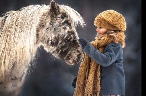 Hat Winter Scarf Horse Little Girl Photography Child