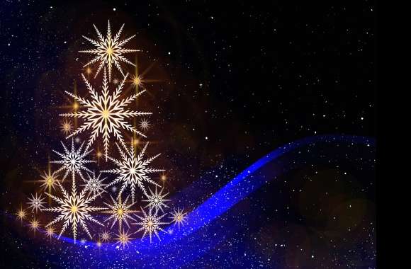 HD Christmas Tree & Snowflake Holiday Wallpaper