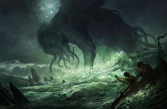 HD Fantasy Cthulhu Rising Wallpaper