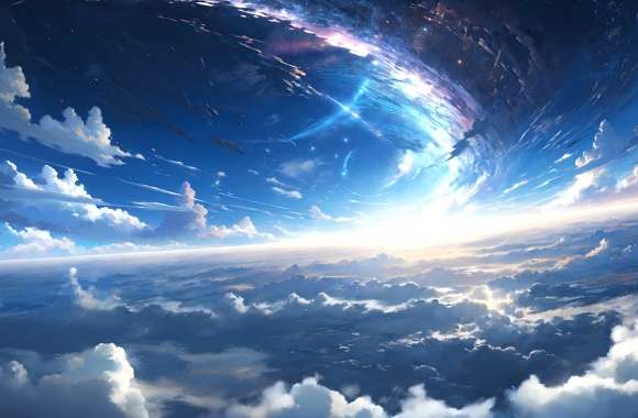 HD Fantasy Sky Blue Anime Cloudscape Wallpaper