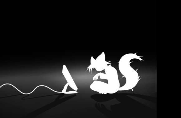 HD Firefox Wallpaper Embracing Technology with a Feline Twist