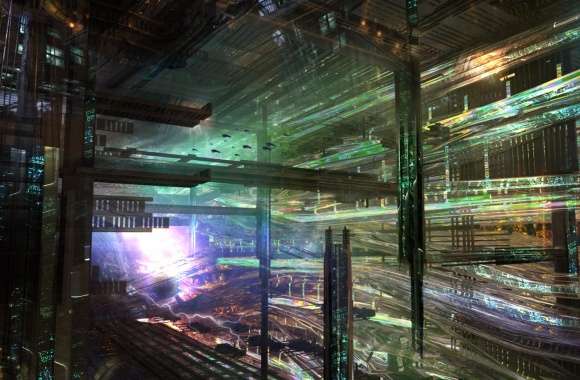 HD Sci-Fi Cityscape A Glimpse into the Futuristic Spaceport