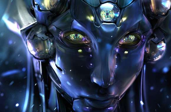 HD Sci-Fi Robot Wallpaper Cosmic Gaze