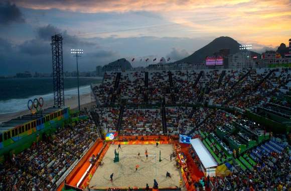 HD Volleyball Sports Wallpaper A Sunset Spectacle