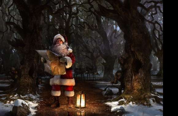 HD Wallpaper - Santa Claus Navigates the Christmas Forest