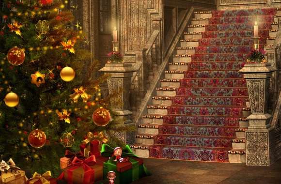 HD Wallpaper of a Festive Christmas Tree and Ornaments