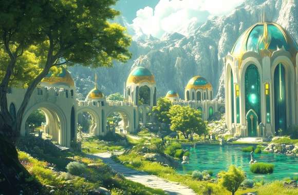 HD Wallpaper of a Magical Elven City wallpapers hd quality