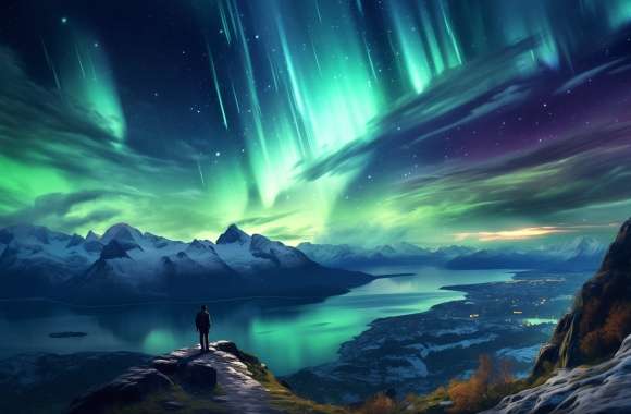 Hiking Under the Northern Lights - HD Aurora Borealis Wallpaper