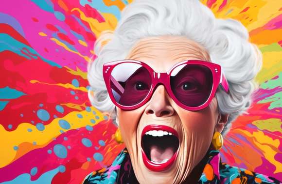 Hip Grandmother Pop Art AI-Generated