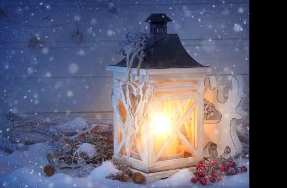 Holiday Lantern in Snowfall wallpapers hd quality