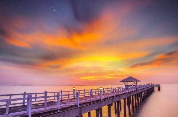 Horizon Nature Orange (Color) Pink Purple Gold Sky Pier Ocean Photography Sunset