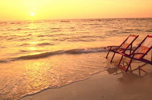 Horizon Sea Ocean Chair Beach Photography Sunset wallpapers hd quality