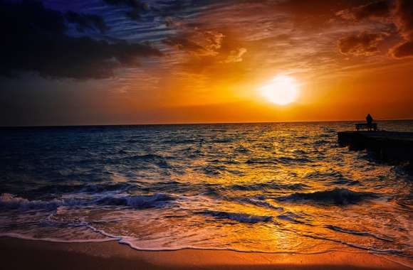 Horizon Sun Cloud Sky Sunset Dark Ocean Photography Beach