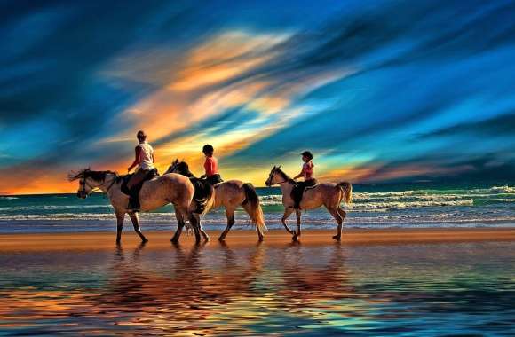 Horizon Sunset Beach Horse Photography Horse Riding