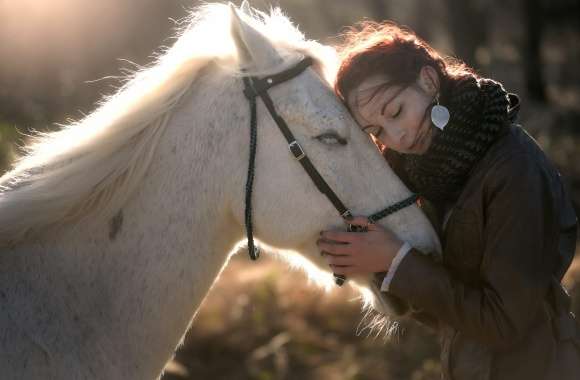 Horse and Redhead Woman A Love Mood