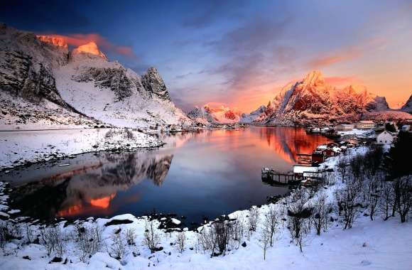 House Village Lake Mountain Snow Earth Photography Winter