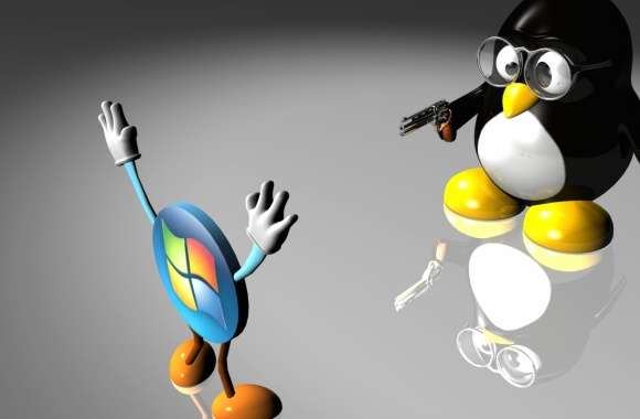 Humorous Linux vs Windows Standoff -