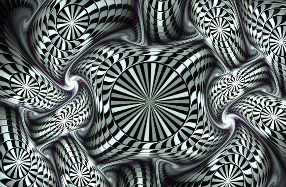 Hypnotic Fractal Black & White 3D Art