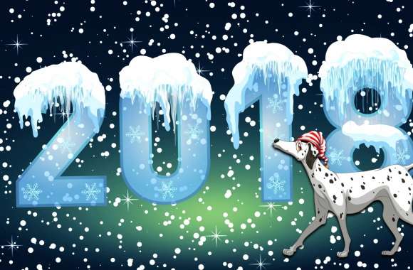 Ice Dalmatian Snowfall Snow New Year Holiday New Year 2018