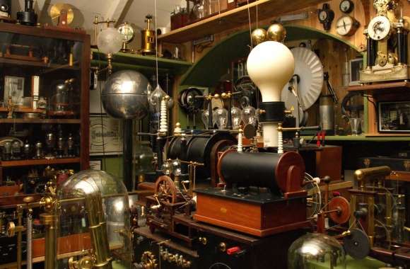 Illuminating Inventions An of a Vintage Science Workshop wallpapers hd quality