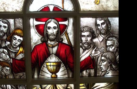 Jesus in a Beautiful Stained Glass Design