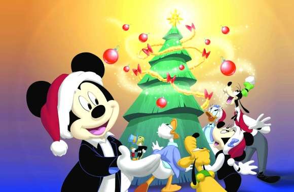Jiminy Cricket Daisy Duck Minnie Mouse Christmas Tree Goofy Donald Duck Disney Mickey Mouse Holiday Christmas