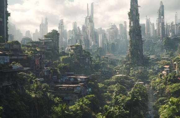 Jungle covered Sci-Fi City