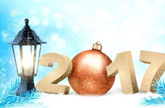 Lantern Snowfall Winter New Year Holiday New Year 2017